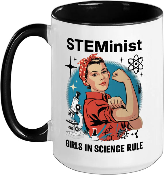 Women In Science Retro Strong Woman Stem Scientist Gift Ceramic Mug