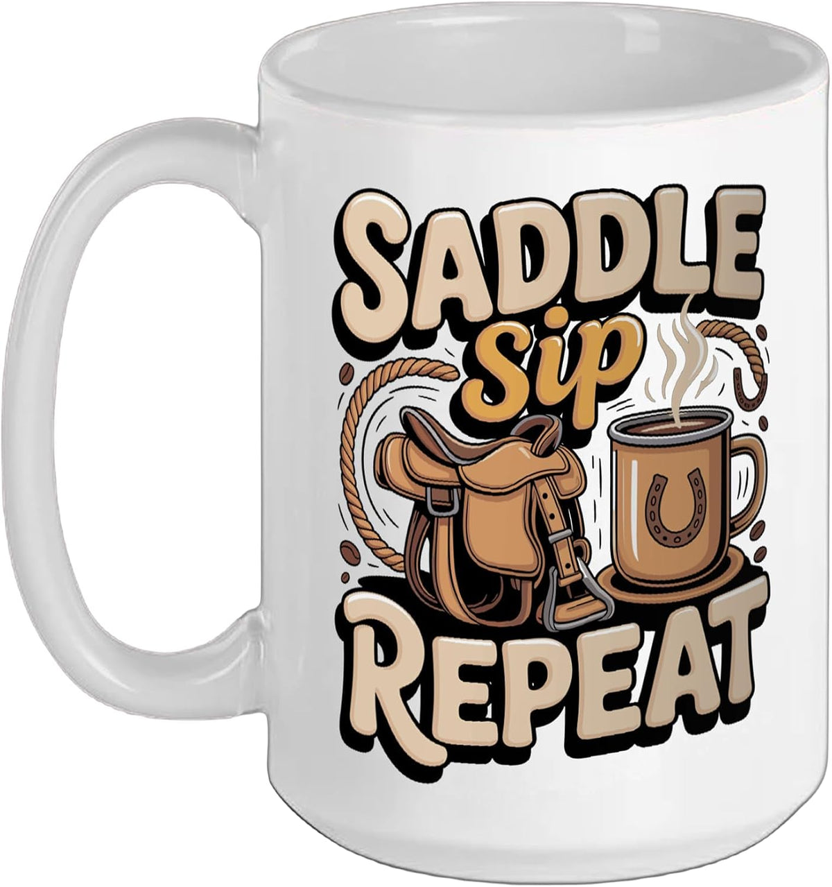 Saddle Sip Repeat Equestrian Rider Ceramic Mug