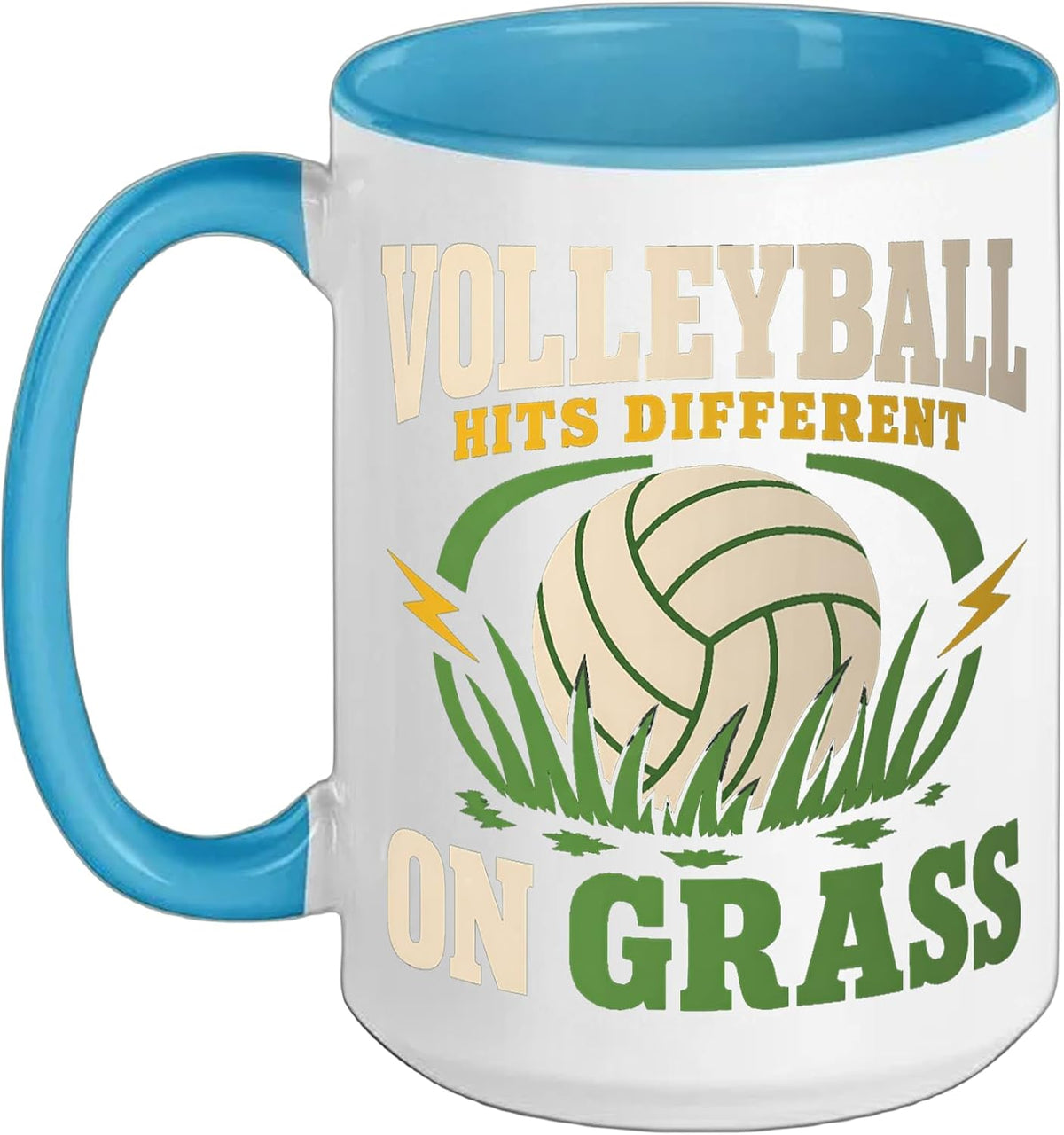 Volleyball Hits Different On Grass Funny Ceramic Mug