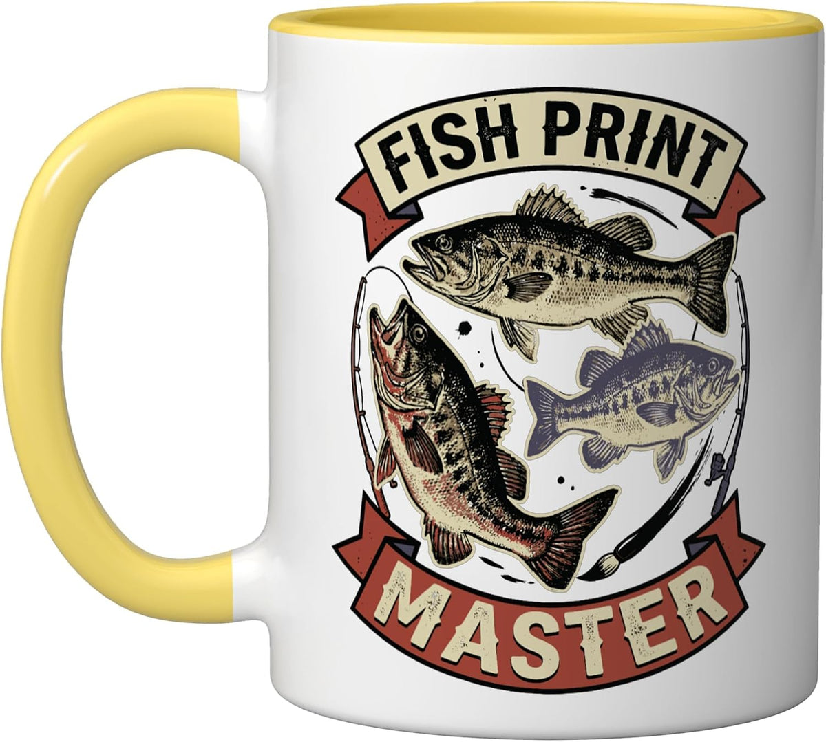 Fish Inked Master Vintage Gyotaku Bass Fishing Angler Ceramic Mug