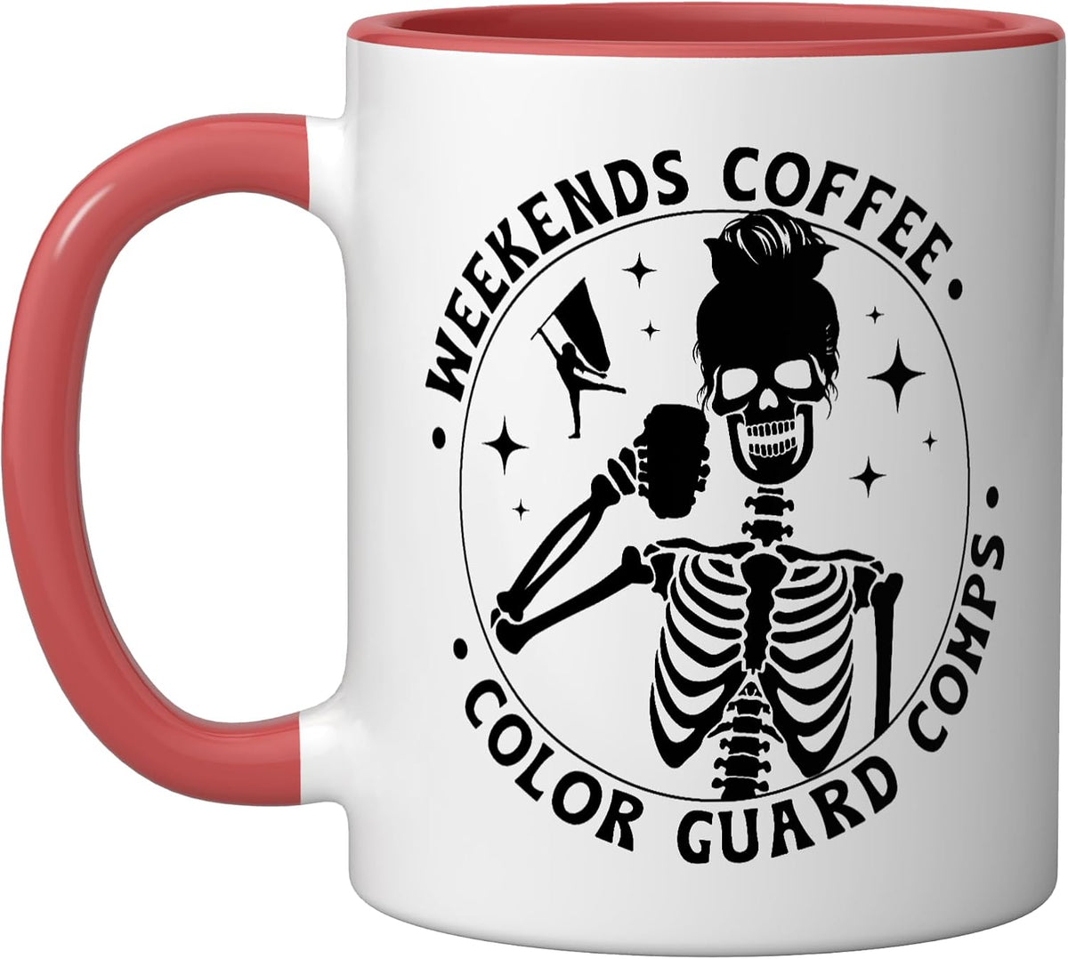 Weekends Coffee Color Guard Comps Skeleton Ceramic Mug
