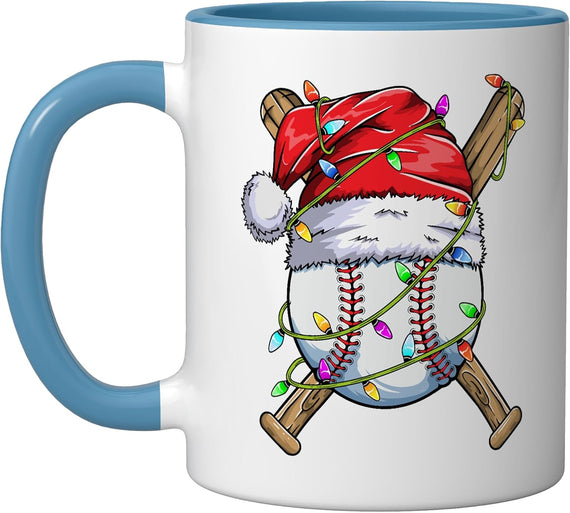 Santa Sports Design For Men Boys Christmas Baseball Player Ceramic Mug