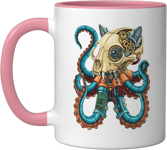 Cat Skull Octopus Tentacle Steampunk Art Ceramic Mug