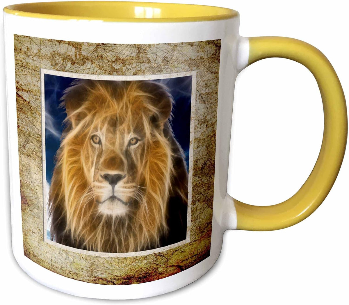King Of The Jungle Lion In Fractal Art Ceramic Mug