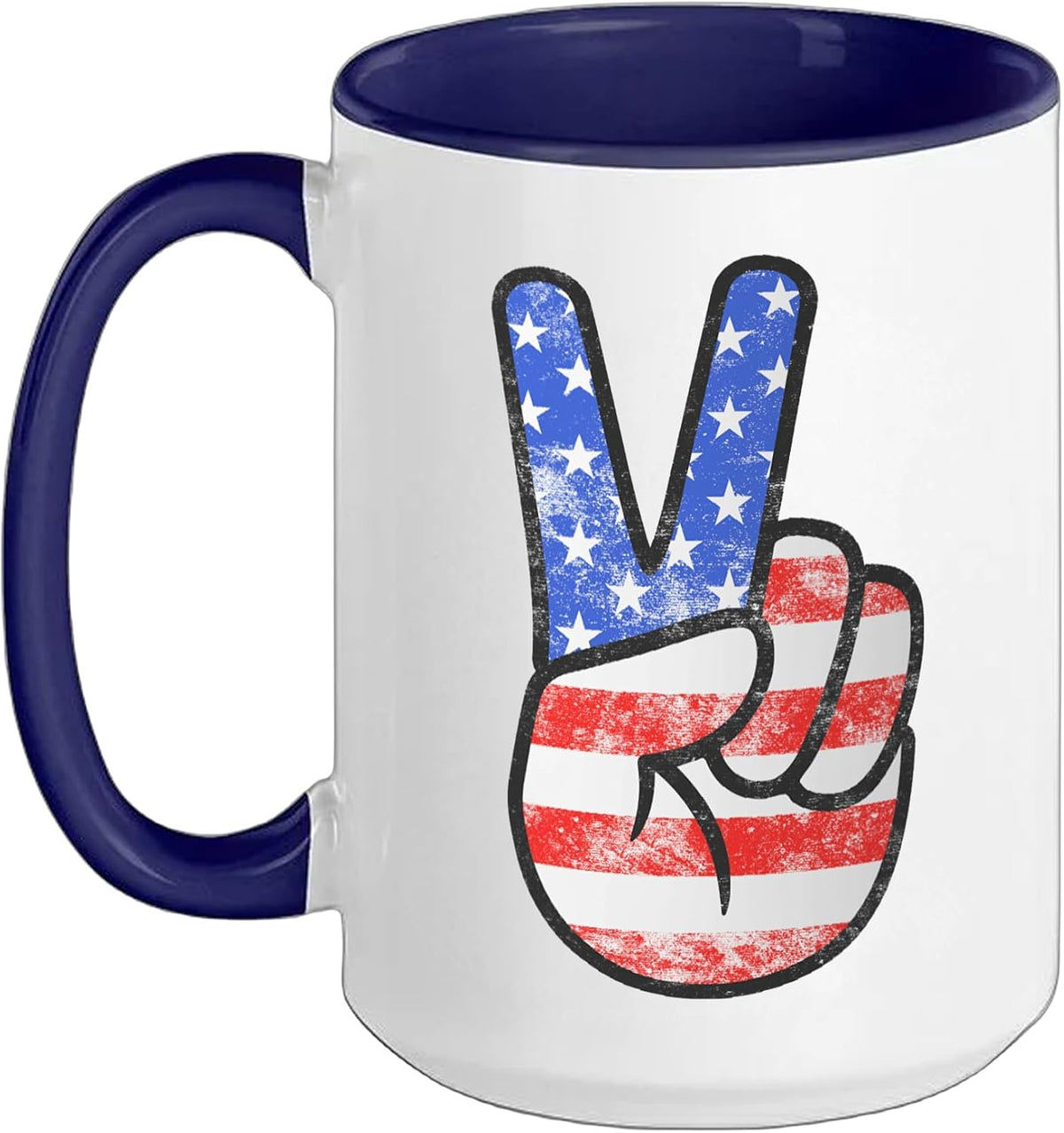 American Flag Peace Sign Hand Usa 4th Of July Ceramic Mug
