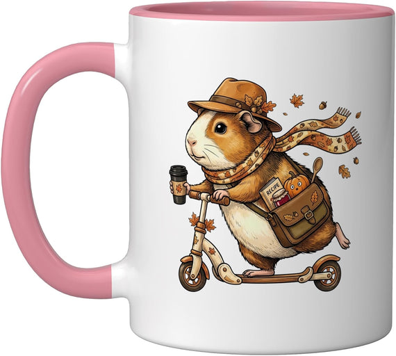 Funny Autumn Scooter Guinea Pig Thanksgiving Womens Mens Ceramic Mug