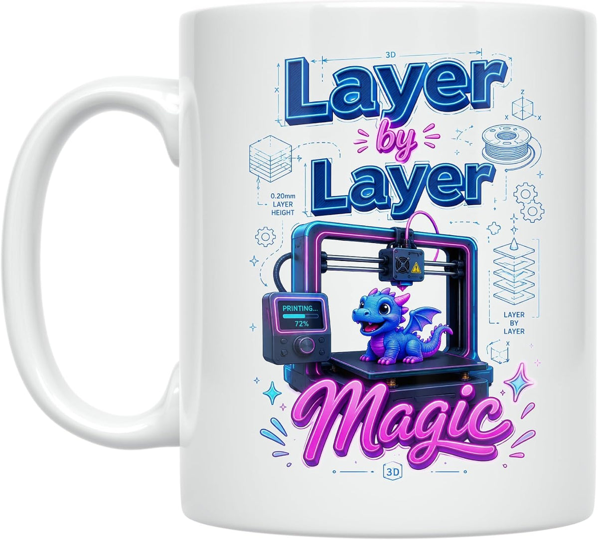 3d Printing Enthusiast - Layer By Layer Magic Design - Ceramic Mug