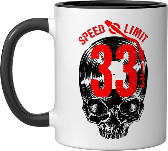33 1/3 Rpm Speed Limit Vinyl Record Collector Gothic Skull Ceramic Mug