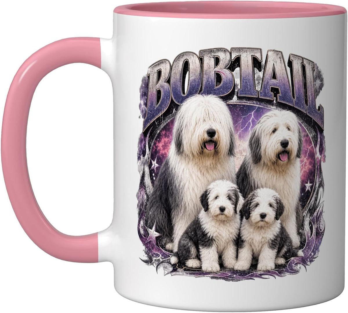 Cute Bobtail Dogs Family Old English Shepherd Dog Ceramic Mug