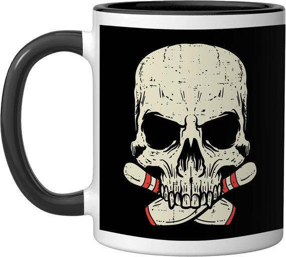 Skull Bowling Pins Skeleton Head Bowler Men Boys Kids Women Mug