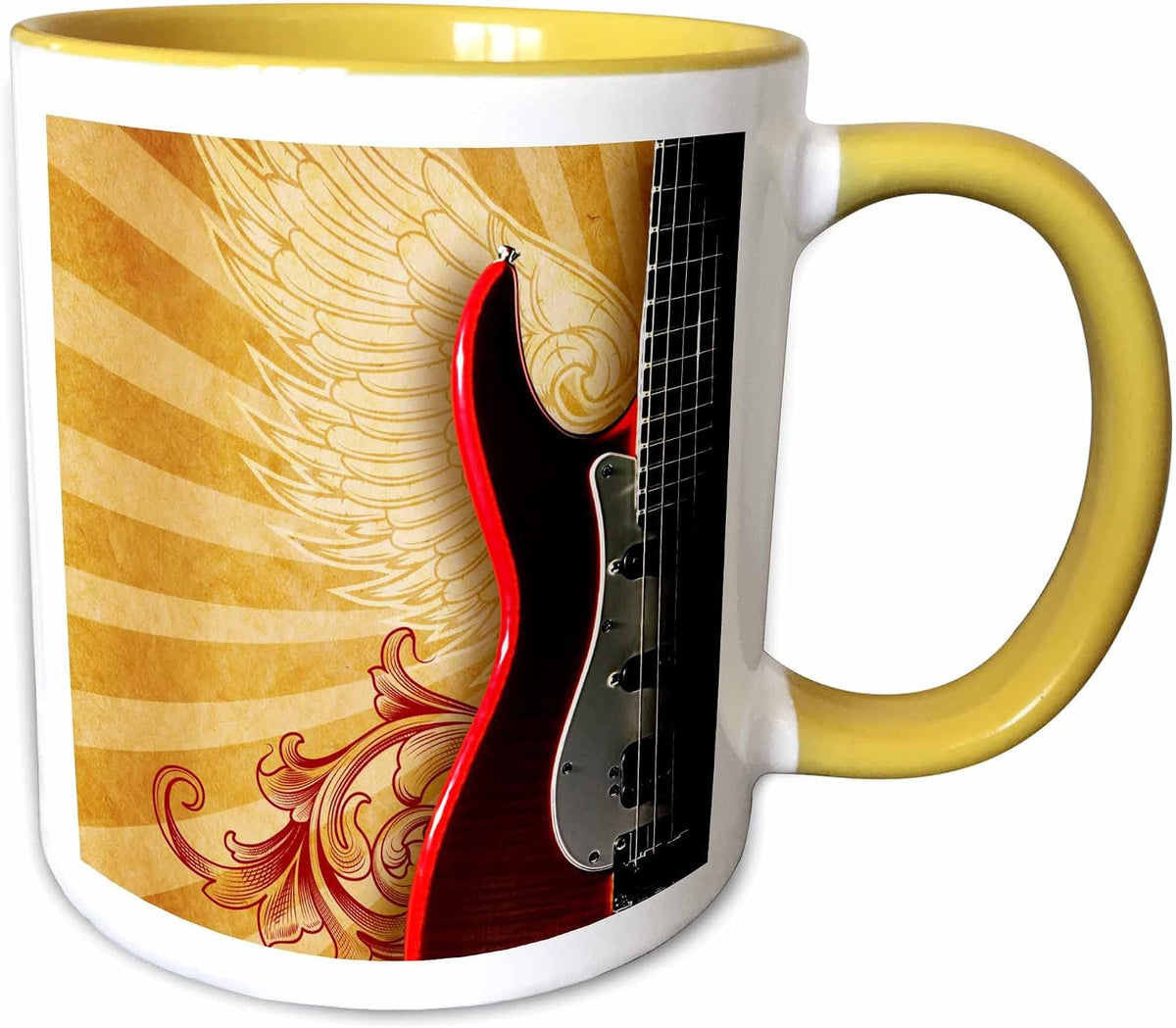 Rock Guitar On A Rock Poster Background Ceramic Mug