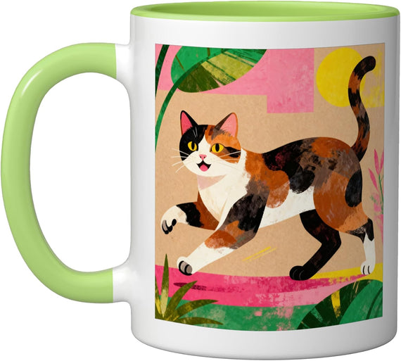 Cute Calico Cat Artsy Design Ceramic Mug