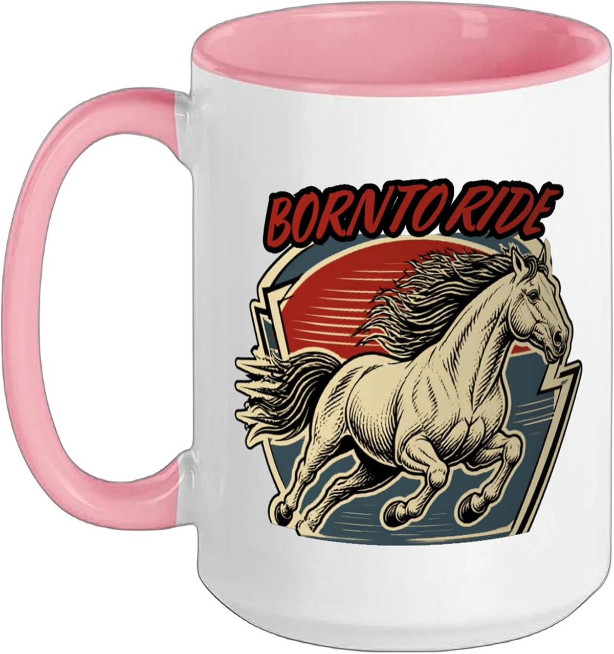 Born To Ride Equestrian Horse Riding Gallop Art Ceramic Mug