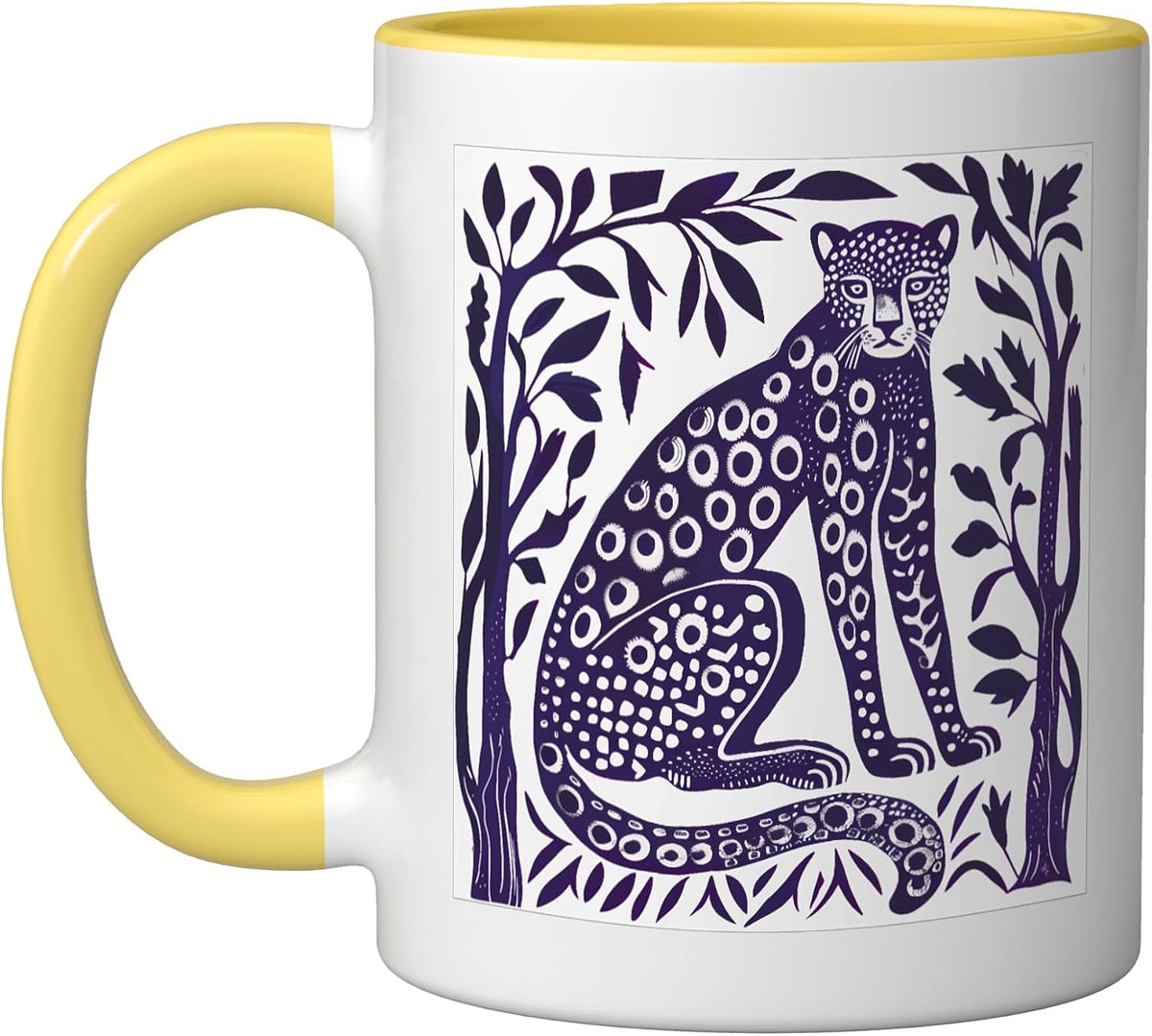 Cheetah Violet Abstract Drawing Ceramic Mug
