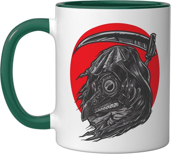 Grim Reaper in Plague Bird Mask Death Skull Halloween Ceramic Mug