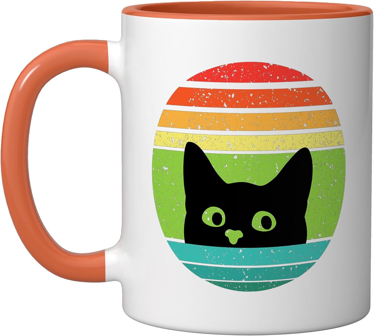 Cat Retro Style Black Kitty Design For Cat Lovers Ceramic Mug