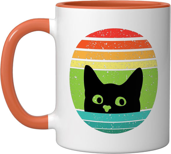 Cat Retro Style Black Kitty Design For Cat Lovers Ceramic Mug