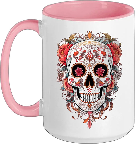 Halloween Sugar Skull Dia De Los Muertos Calaveras Ceramic Mug