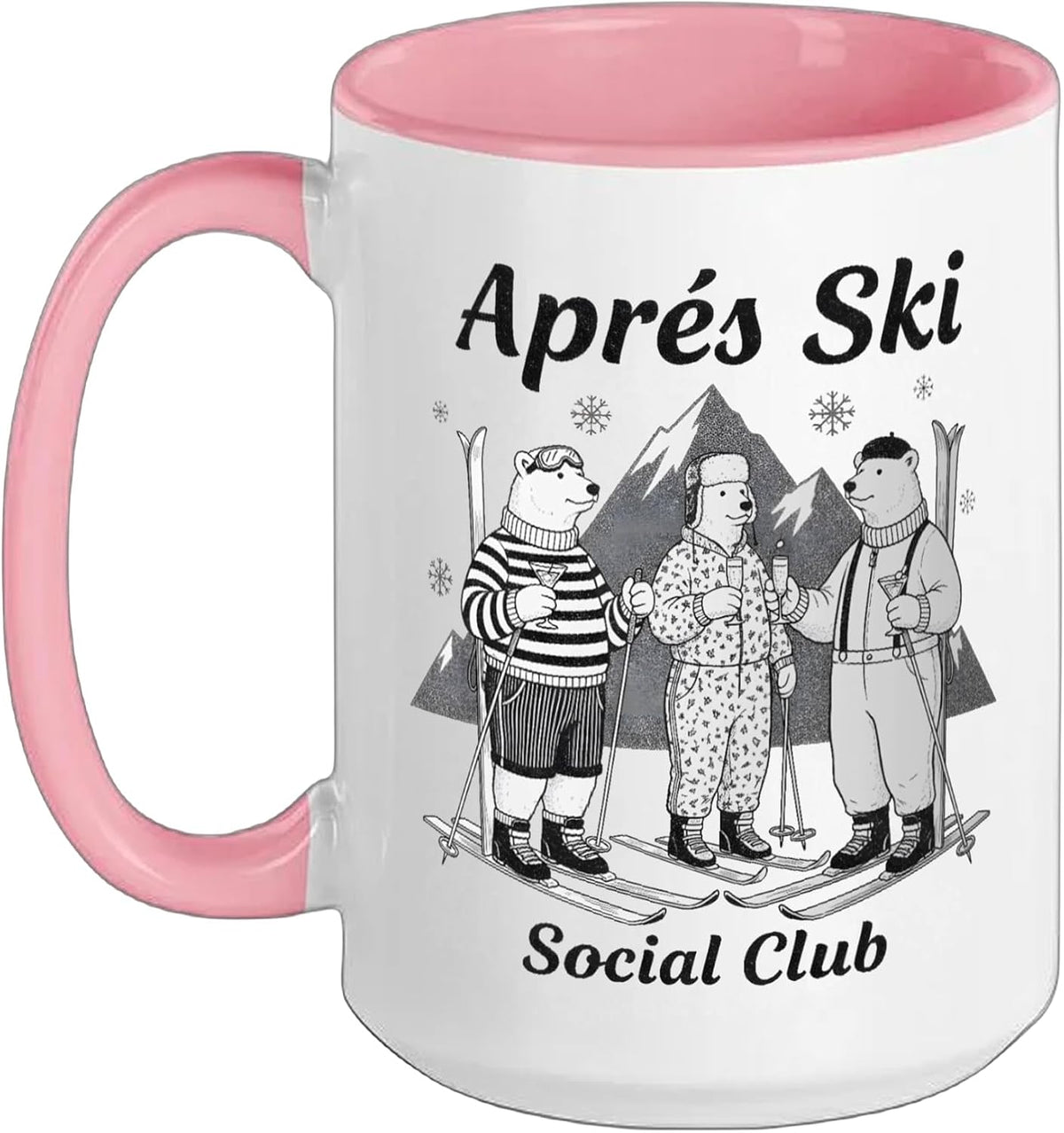 AprèS Ski Social Club Tee Funny Skiing Ski Polar Bears Ceramic Mug