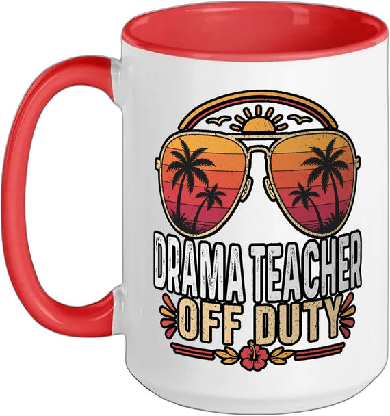 Drama Teacher Off Duty Summer Sunglasses Retro Vacation Ceramic Mug
