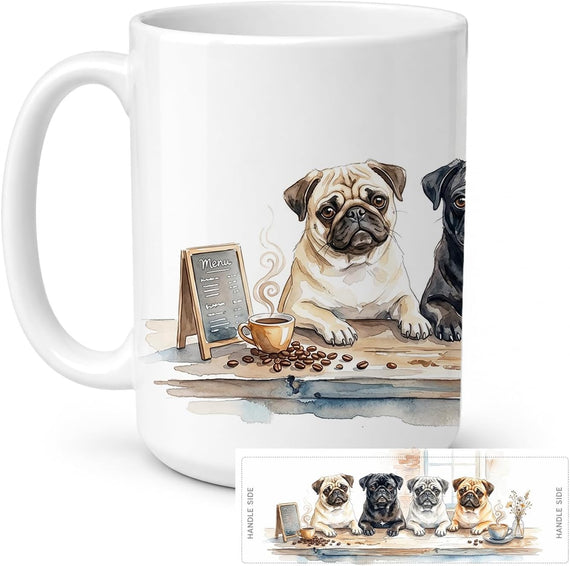 Caroline's Treasures Pugs Morning Coffee Ceramic Mug