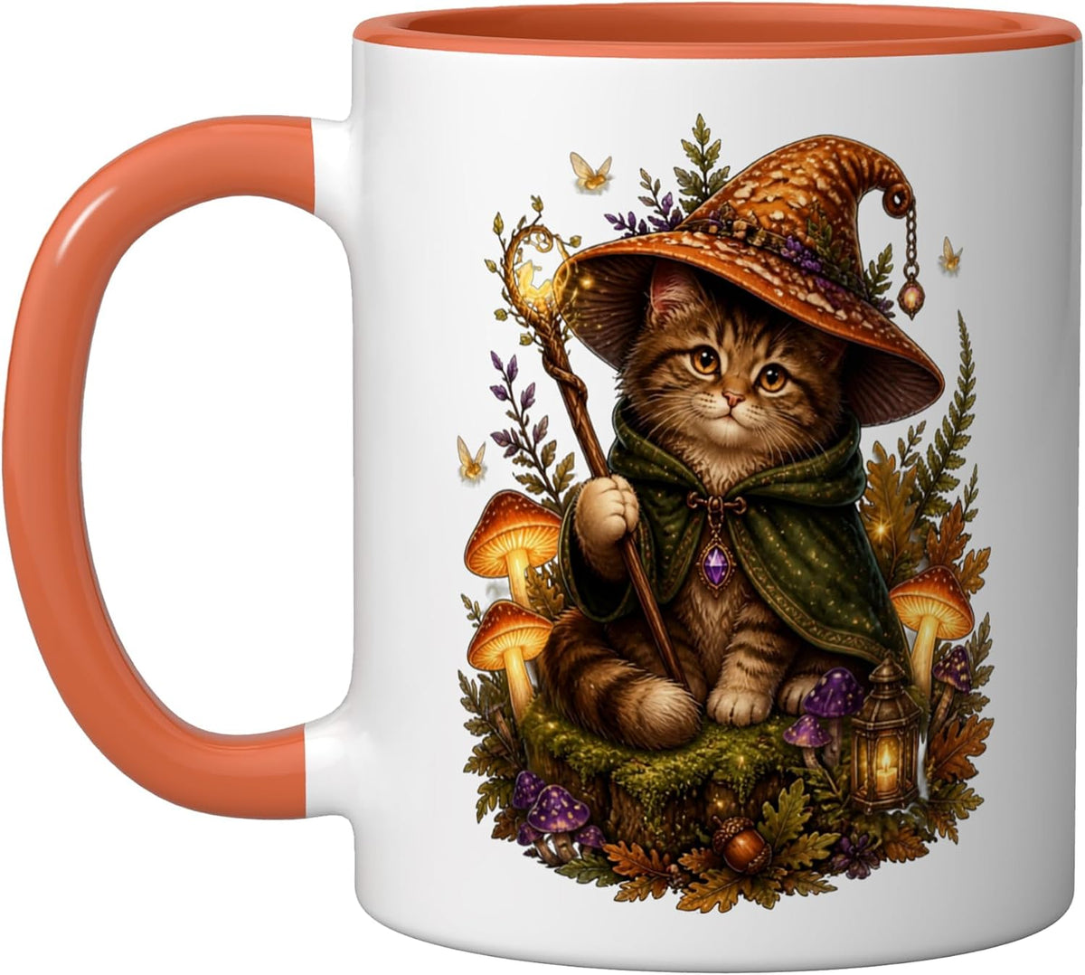 Wizard Cat Mushroom Cottagecore Ceramic Mug