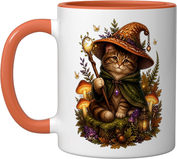 Wizard Cat Mushroom Cottagecore Ceramic Mug