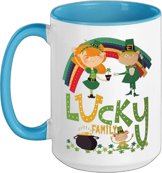Lucky Family St Patricks Day Rainbow Leprechaun Kids Ceramic Mug