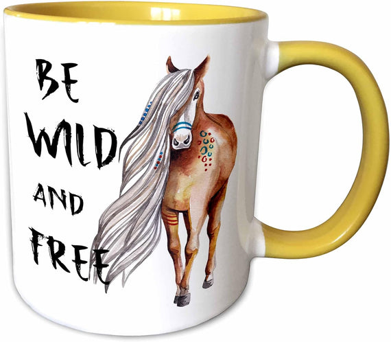 Be Wild & Free Watercolor Horse Art Ceramic Mug