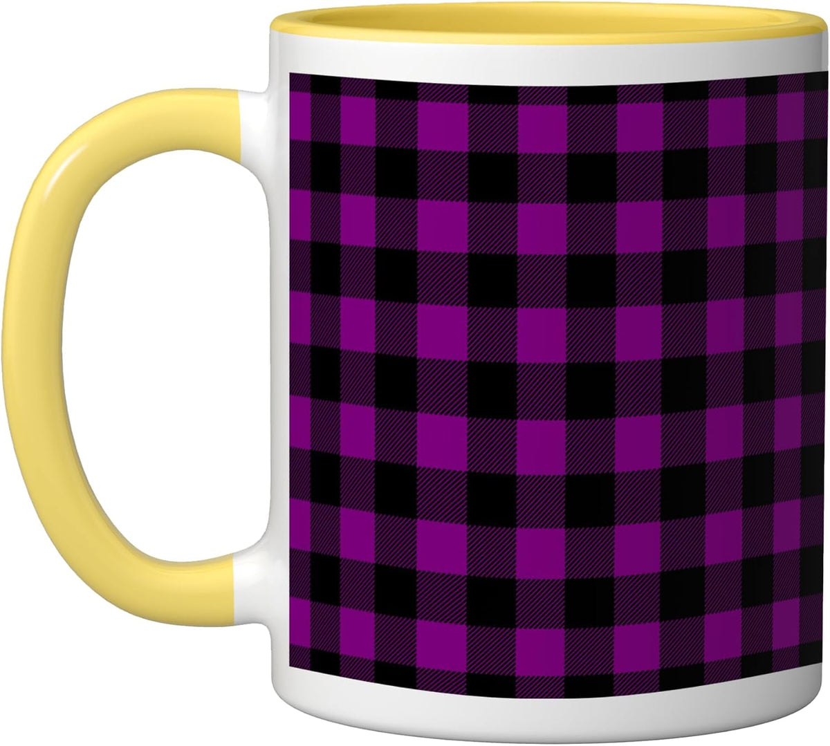 Tartan Plaid Black And Violet Buffalo Pattern Checkered Ceramic Mug