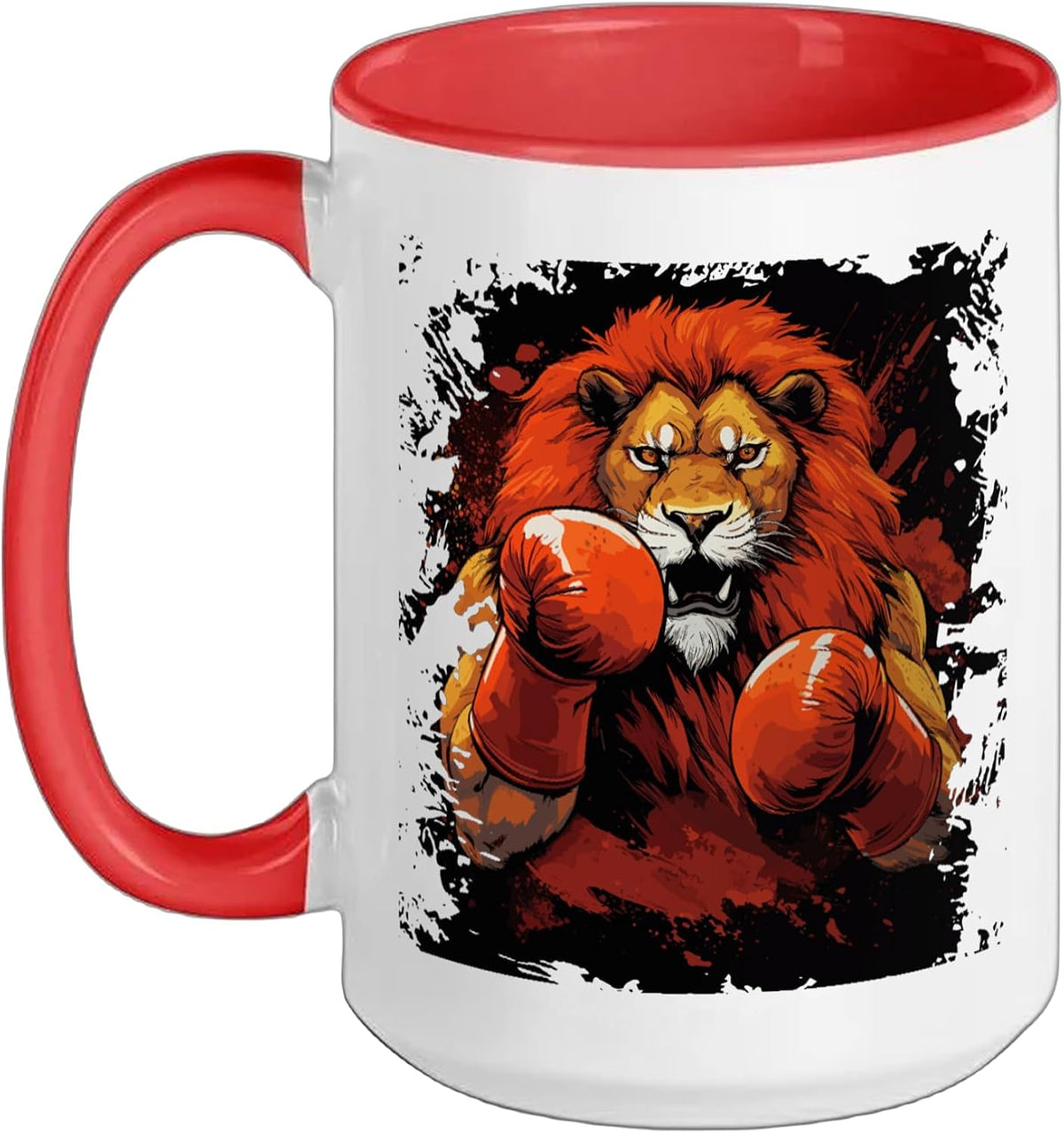 Vintage Boxing Lion Boxer With Sport Boxing Gloves For Men Ceramic Mug