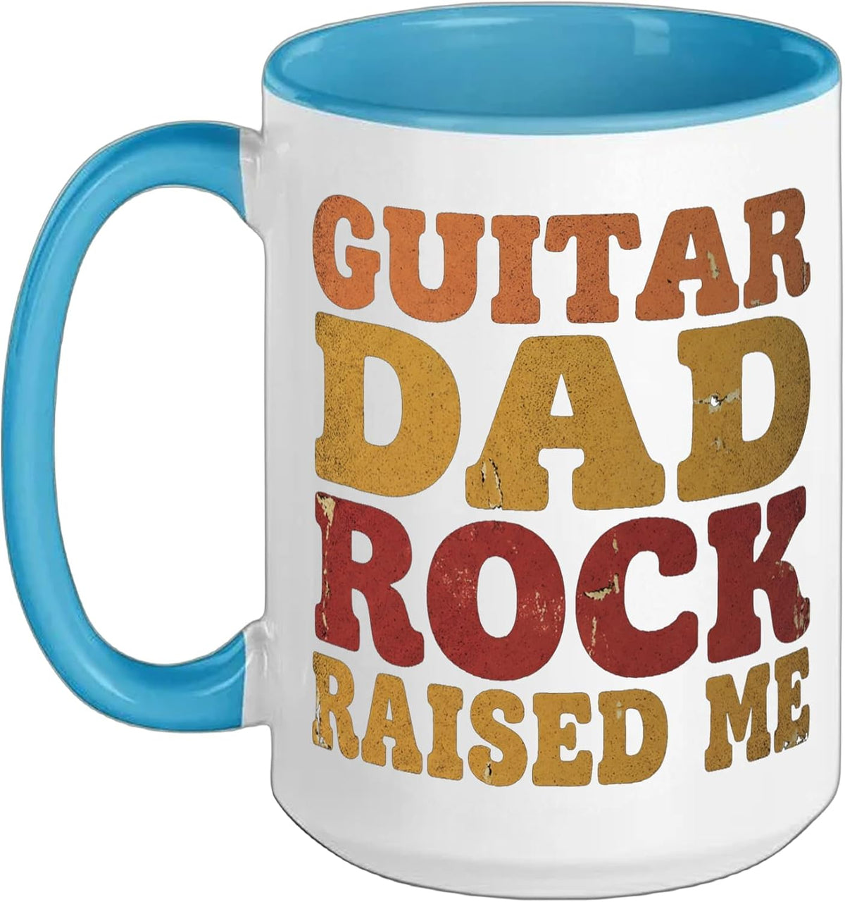 Funny Dad Vintage Papa Rock Metal Guitar Raised Music Gift Ceramic Mug