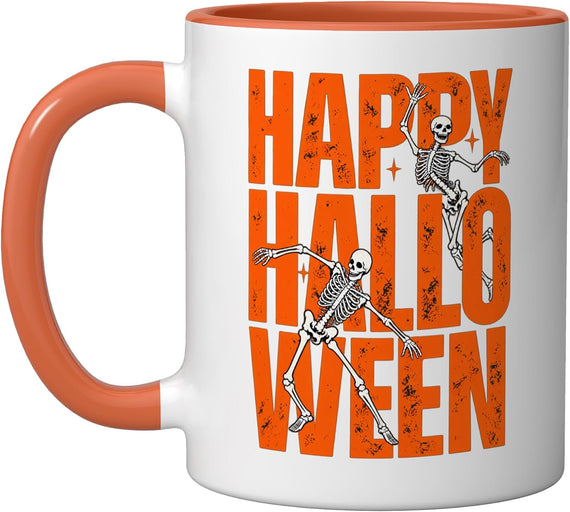 Happy Halloween Dancing Skeleton Spooky Ceramic Mug