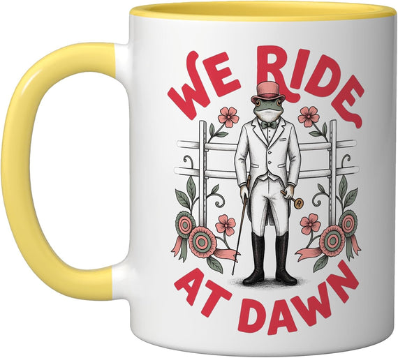 We Ride At Dawn Frog Dressage Rider Ceramic Mug