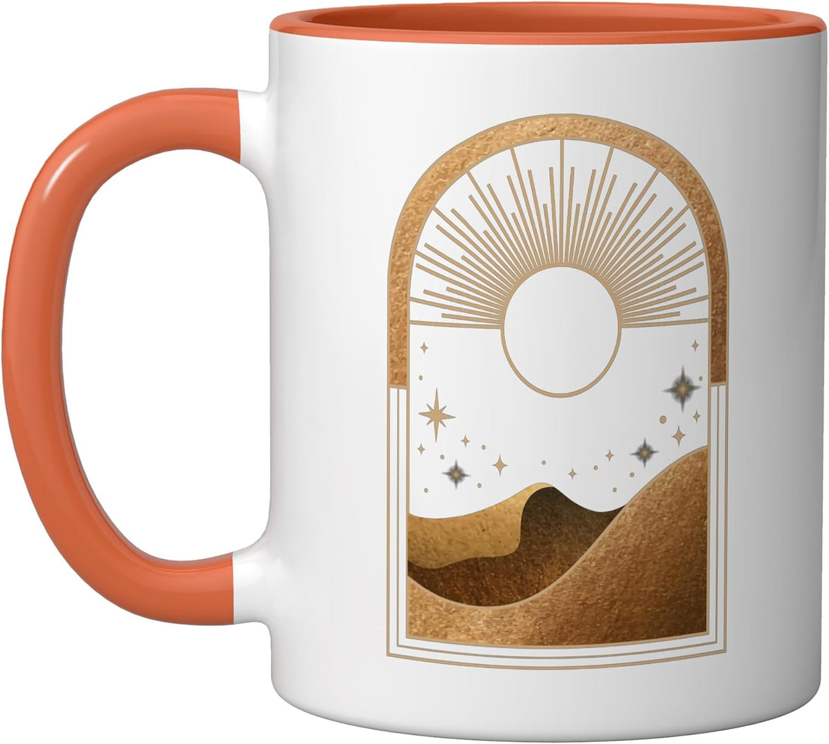 Golden Sun Over Desert Dunes Boho Celestial Ceramic Mug