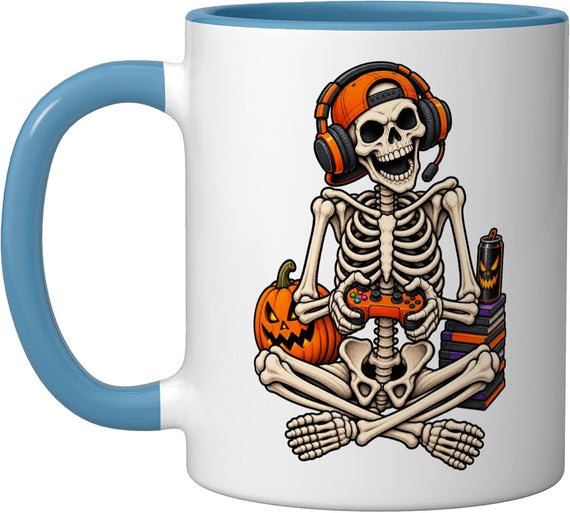 Halloween Skeleton Funny Video Games Gamer Ceramic Mug