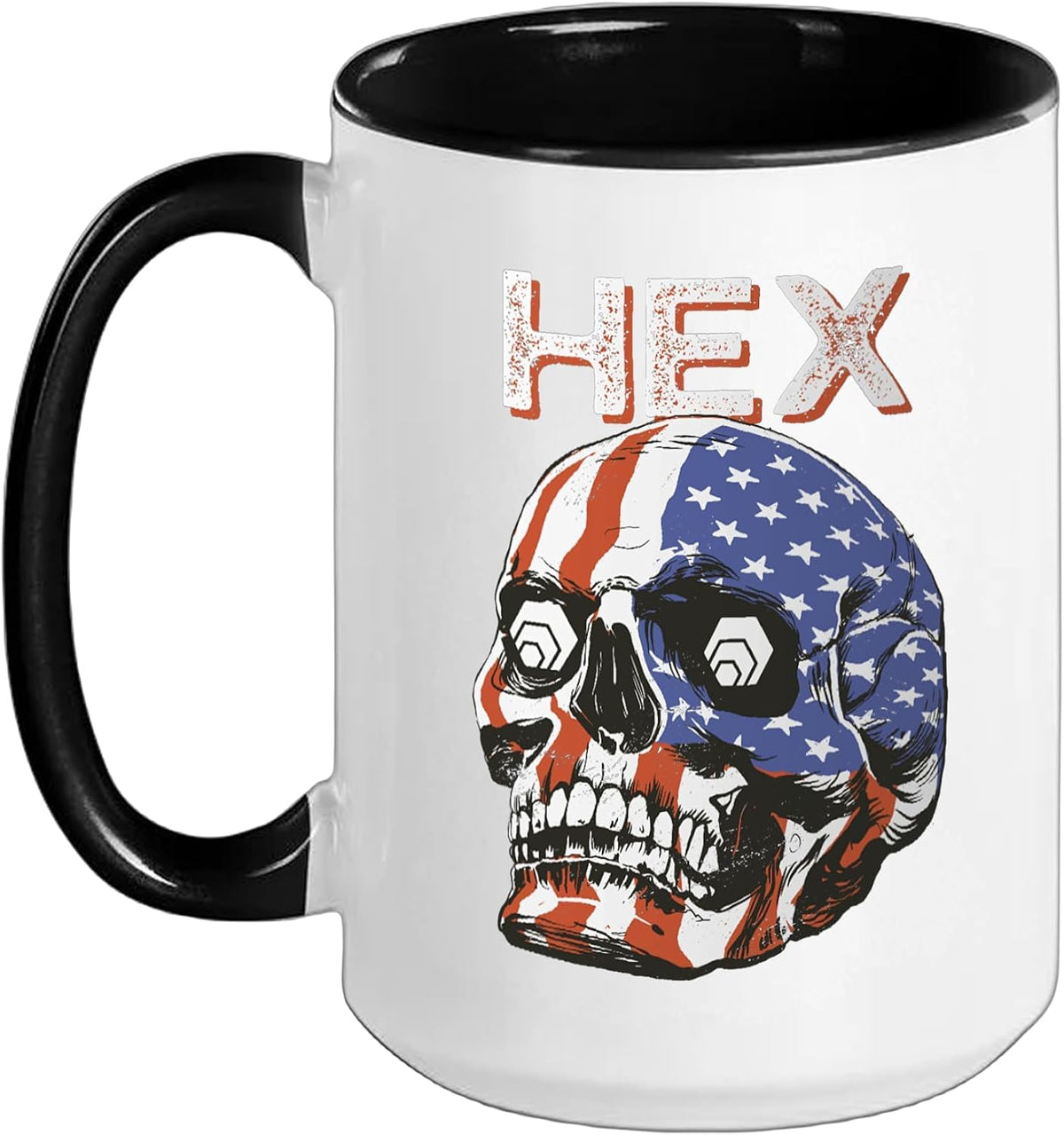 Hex Crypto Logo Usa Skeleton Skull Limited Grunge Ceramic Mug