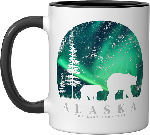 Alaska Bear With Aurora Borealis Ceramic Mug