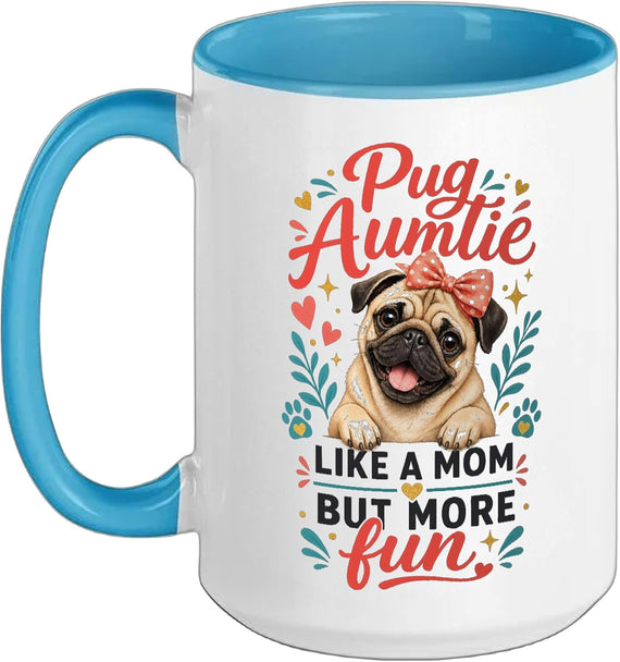 Pug Auntie Like A Mom But More Fun Christmas Ceramic Mug