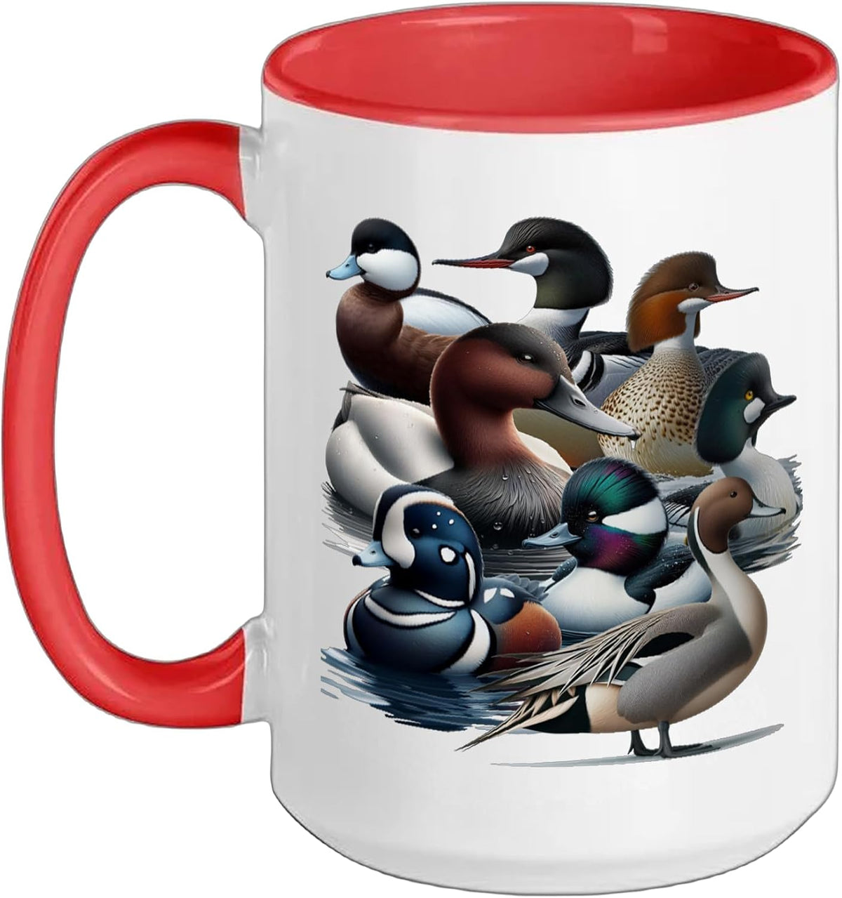 Bird Series. Waterbirds. Bufflehead. Mergansers. Ruddy. Ceramic Mug
