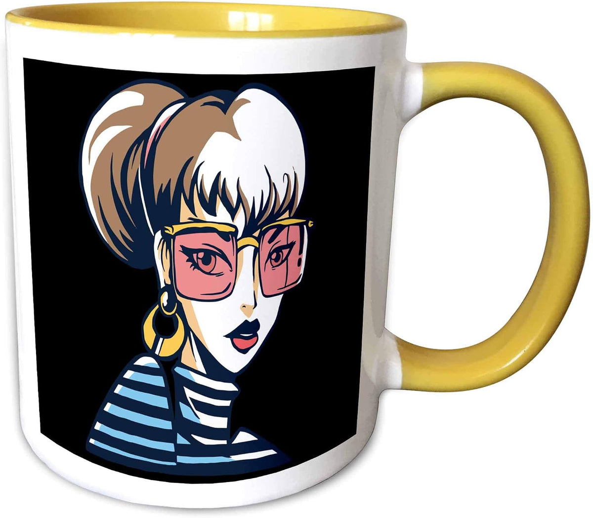 Beauty Female Women Person With Glasses Ceramic Mug