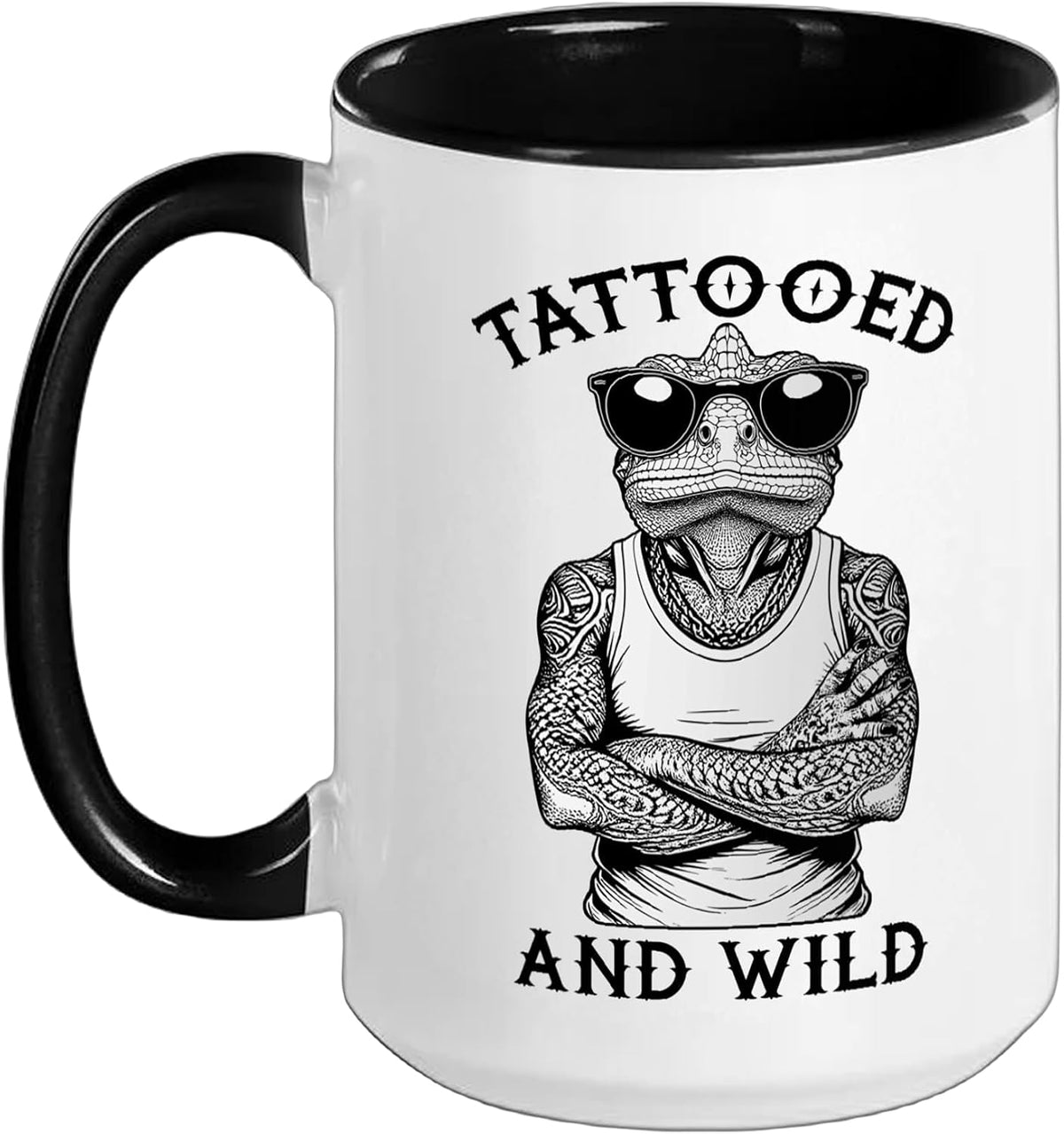Tattooed And Wild Funny Inked Chameleon Animal Tattoo Ceramic Mug