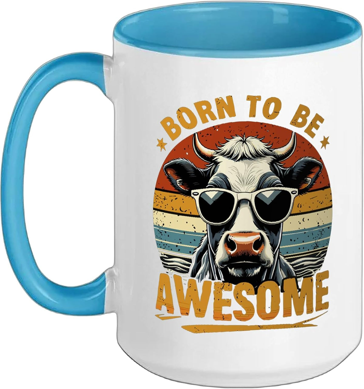 Born To Be Awesome Cow Stuff, Cows Farm Product Retro Cow Ceramic Mug