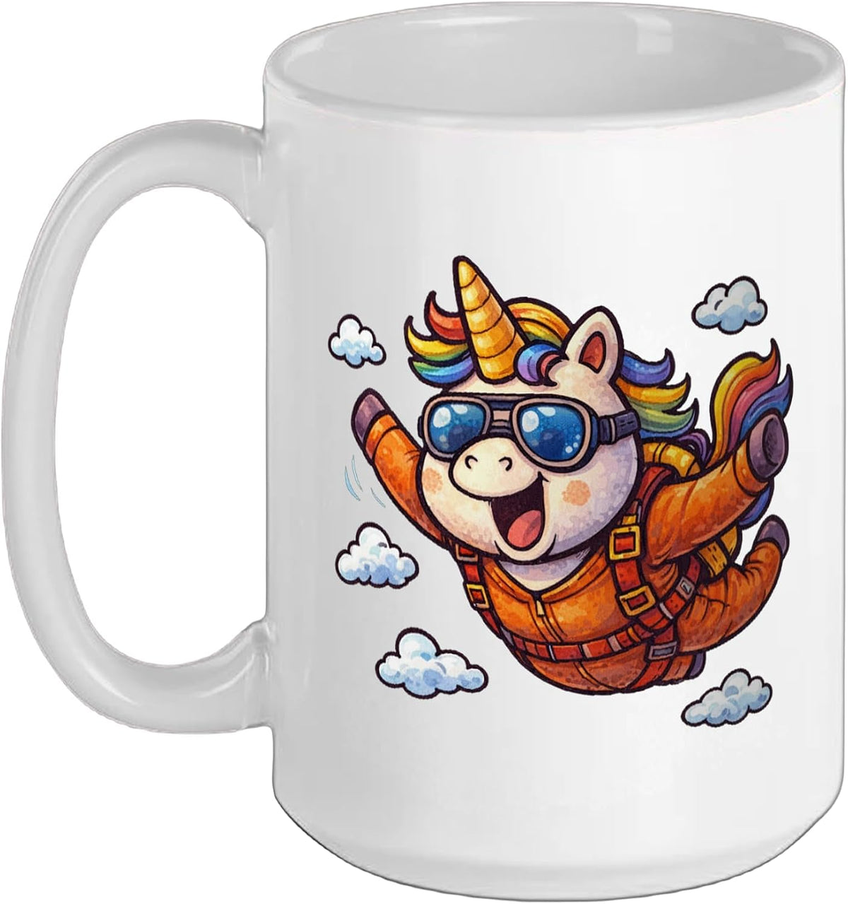 Funny Skydiving Unicorn Ceramic Mug