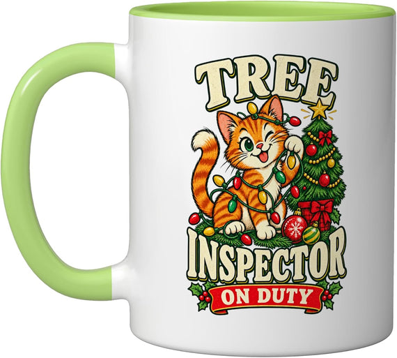 Christmas Cat Tree Inspector Kitten Holiday Mischief Fans Ceramic Mug