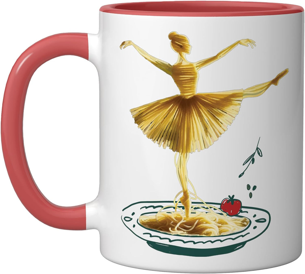 Italian Pasta Tomato Basil Green Plate Graphic Ceramic Mug