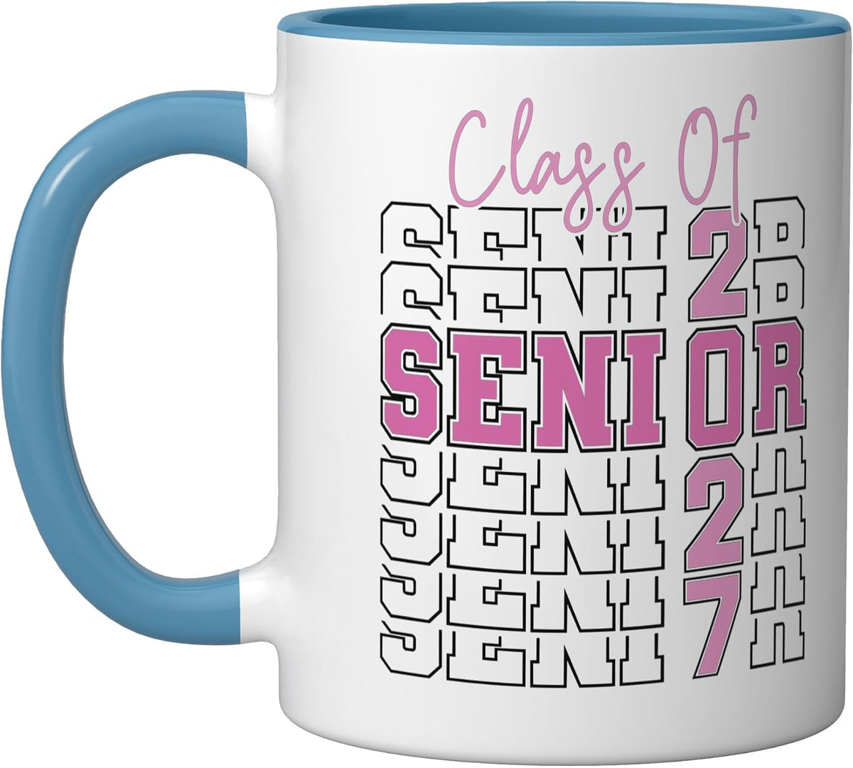 Proud Senior 2027 Graduation High School Class Of 27 Pink Ceramic Mug