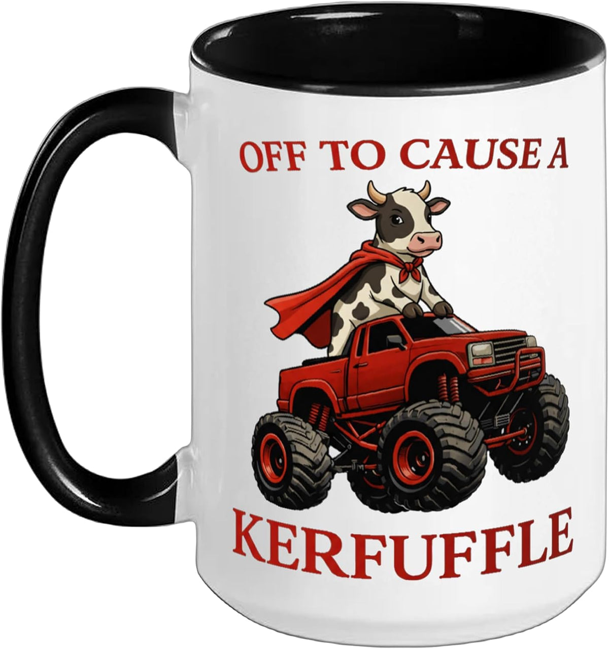 Cow Funny Off To Cause A Kerfuffle Monster Truck Halloween Ceramic Mug