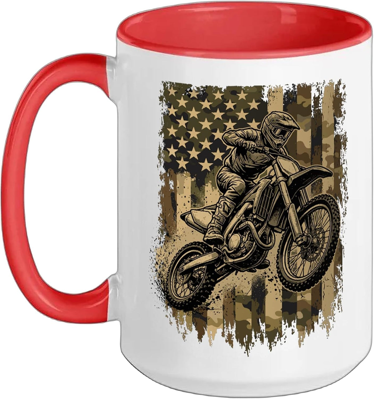 Dirt Bike Motocross Usa Flag Enduro Dirt Biking Ceramic Mug
