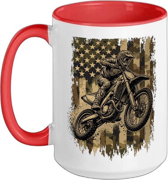 Dirt Bike Motocross Usa Flag Enduro Dirt Biking Ceramic Mug